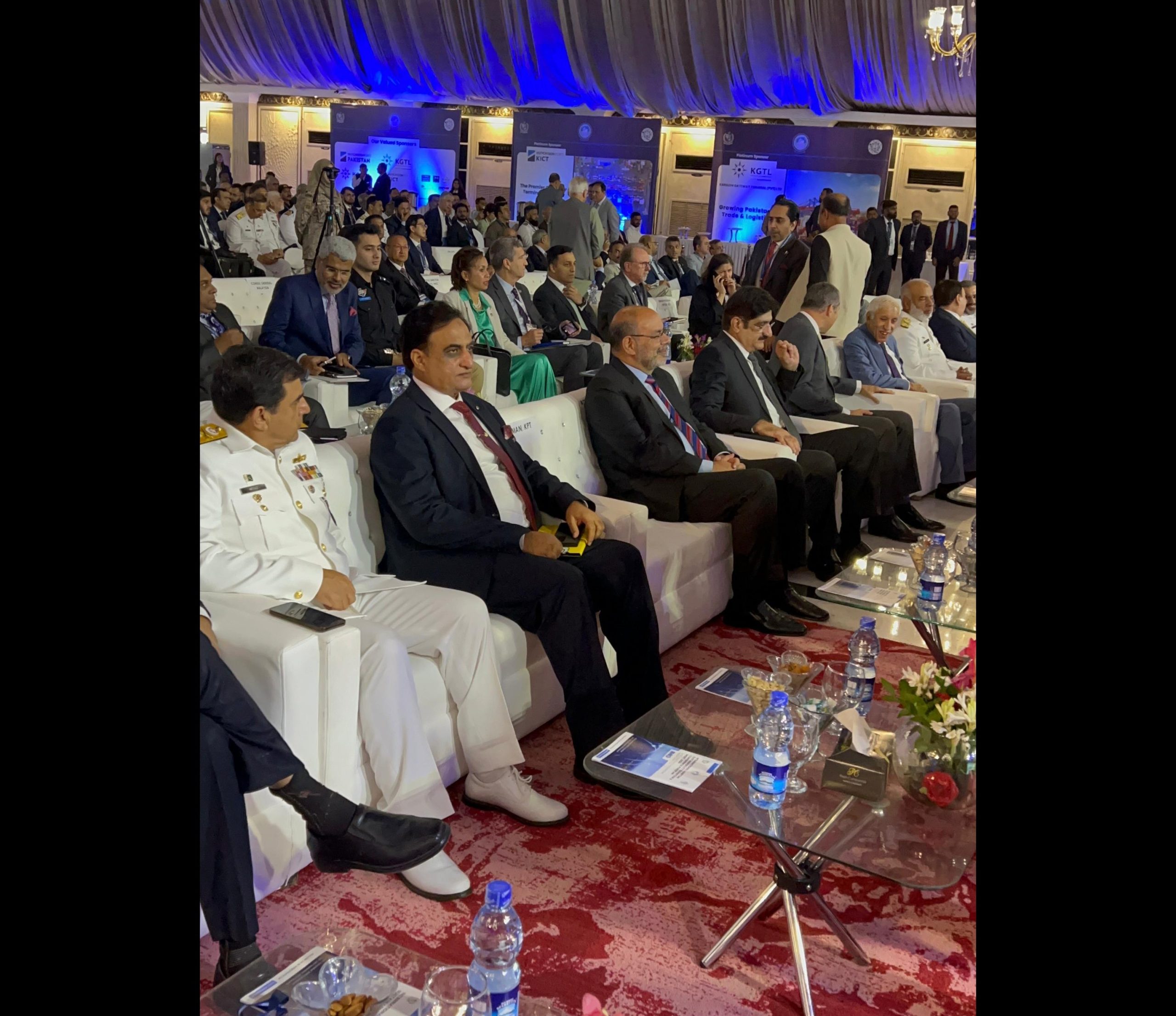 On Day 2 of IMSEC, Chief Minister Sindh praised the event, and IMO SG Mr. Arsenio Dominguez lauded Pakistan's sustainability efforts. He and Federal Minister MoMA Qaiser Ahmed Sheikh visited NIMA’s stall, showing interest in its research. Dr. John Burton discussed sustainable fishing and NIMA’s contributions. On Day 3, NIMA researchers presented on maritime trade and ship recycling, with SG IMO giving an interview to Ms. Falak Naeem.