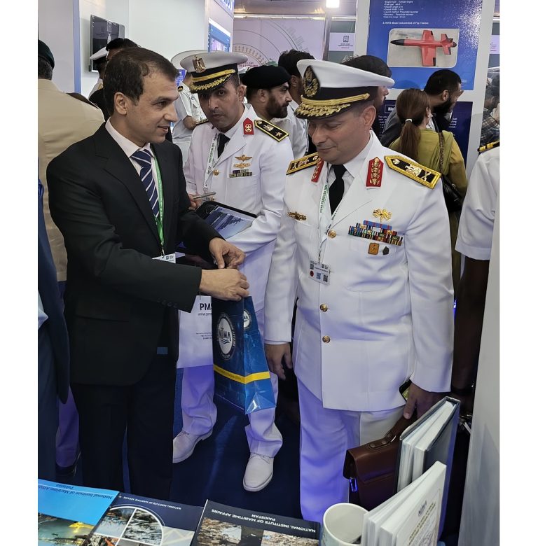 NIMA, being part of IDEAS 2024 at the Karachi Expo Centre, showcased its research publications on maritime sectors. The dignitaries showed keen interest in NIMA research work. The stall received significant attention, underscoring NIMA's contributions to maritime research and policy development.